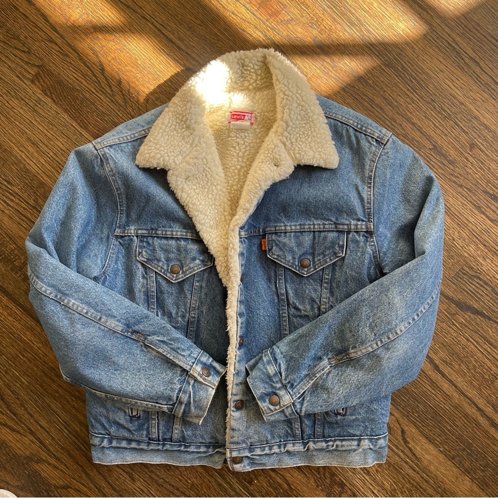 Levi's Blue Denim Sherpa Jacket with Cream Lining
